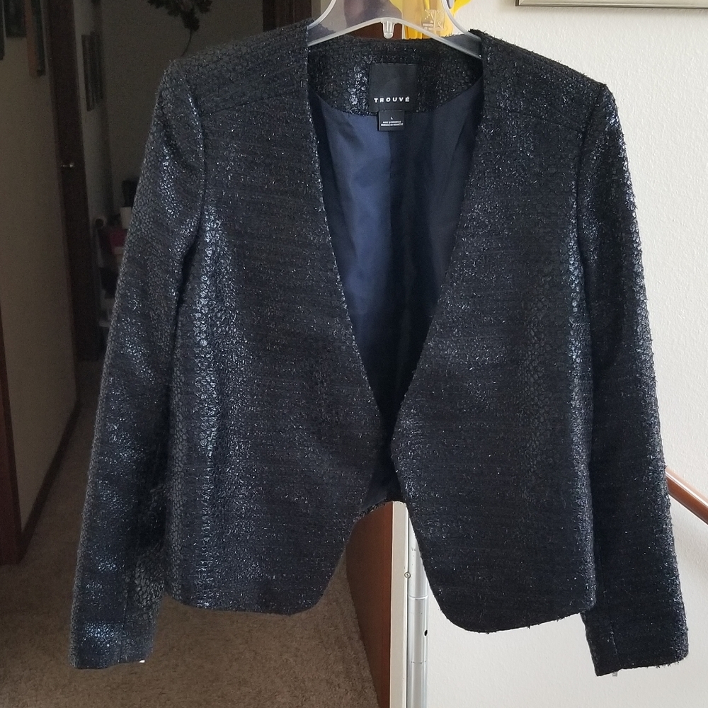NWT Trouve Coated Black Crop Jacket